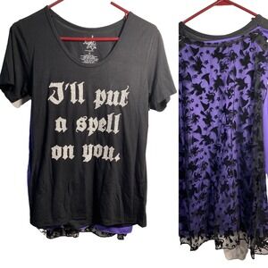 made right womens short sleeve shirt with 2 capes halloween size medium 7 9